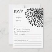 Carte RSVP Whimsical Black and White Flourd (Devant)