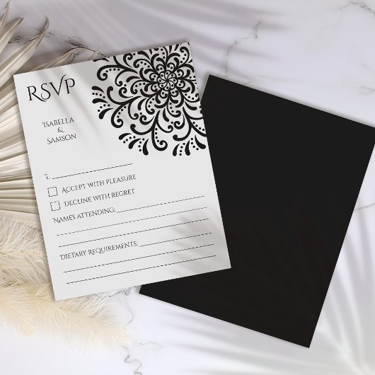 Carte RSVP Whimsical Black and White Flourd