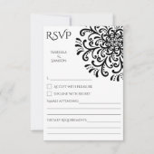 Carte RSVP Whimsical Black and White Flourd (Devant)