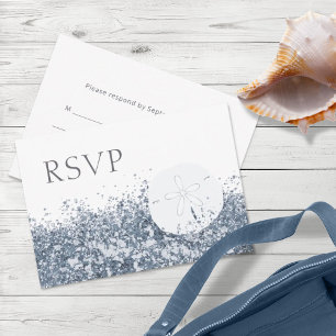 Carte RSVP Whimsical Blue Destination Plage