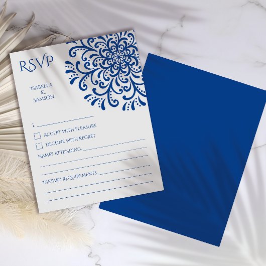 Carte RSVP Whimsical Blue Flourish