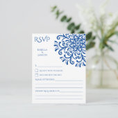 Carte RSVP Whimsical Blue Flourish (Debout devant)