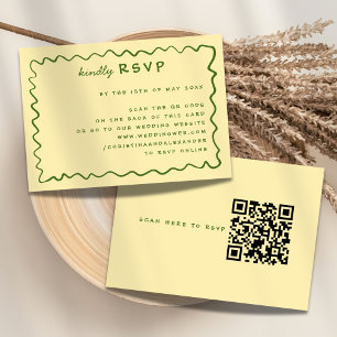 Carte RSVP Whimsical Doodle Jaune & Green Wedding