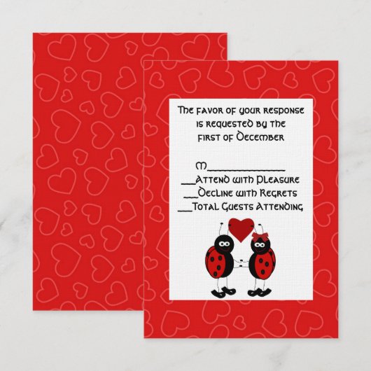 Carte RSVP Whimsical Ladybug Wedding Wedding (Devant / Derrière)