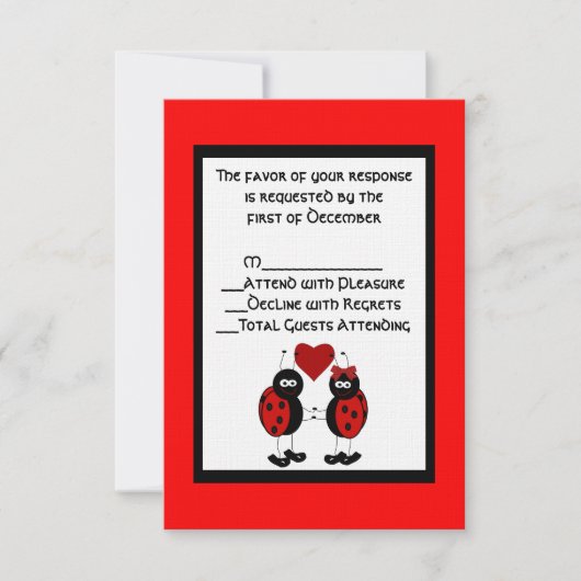 Carte RSVP Whimsical Ladybug Wedding Wedding (Devant)