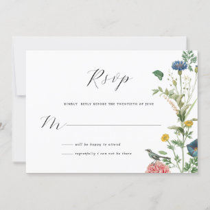 Carte RSVP Whimsical Secret Garden Fleurs sauvages
