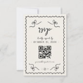 Carte RSVP WhimssVintage Mariage français QR Code (Devant)