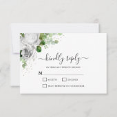 Carte RSVP White Floral & Eucalyptus Wedding (Devant)