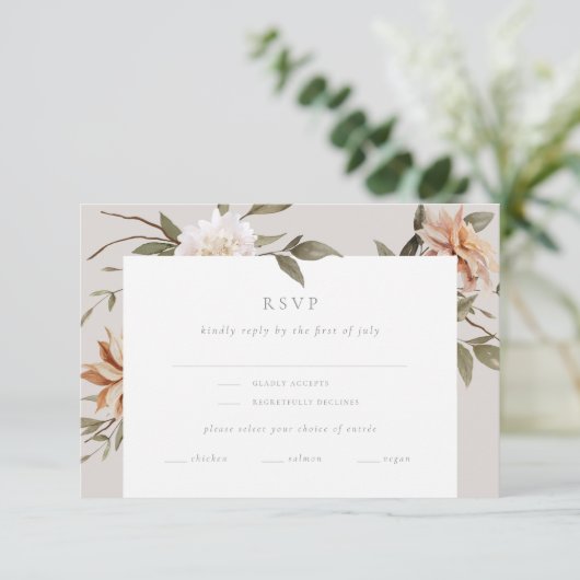 Carte RSVP Wild Florals avec Entrée Choice (Debout devant)