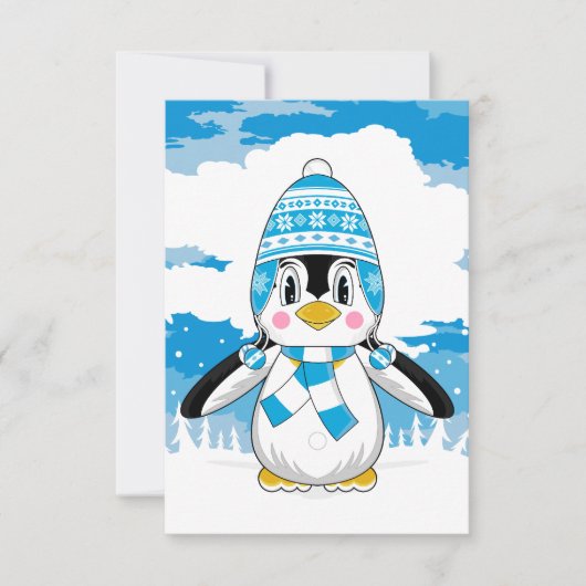 Carte RSVP Wooly Casquette Penguin (Devant)