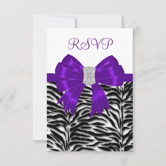 Carte RSVP Zèbre Violet (Devant)
