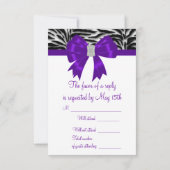 Carte RSVP Zèbre Violet (Dos)