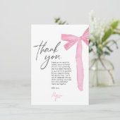 Carte Ruban à nœud rose Coquette Mariage (Debout devant)