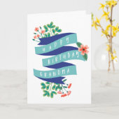 Carte Ruban bleu et fleurs Joyeux grand-mère d'anniversa (Fleur jaune)