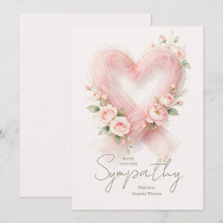 Carte Ruban cœur rose doux délicat Sympathie AML26