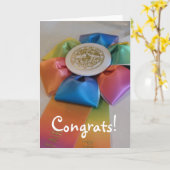 Carte Ruban coloré, Félicitations ! (Fleur jaune)