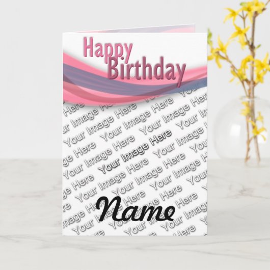 Carte Ruban d'anniversaire (Fleur jaune)