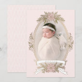 Carte Ruban de cadre ovale féminin et verdure de vacance (Devant / Derrière)