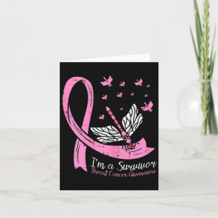 Carte Ruban de cancer du sein libellule survivante sensi