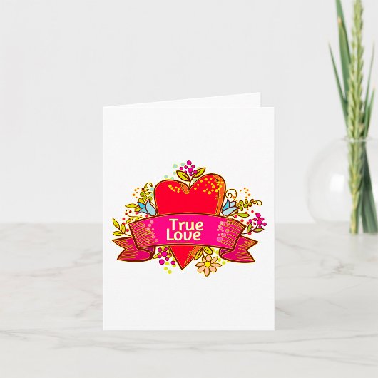Carte Ruban de cœur d'amour véritable avec éléments flor