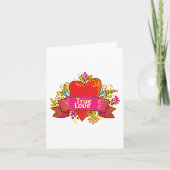 Carte Ruban de cœur d'amour véritable avec éléments flor (Devant)