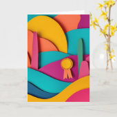 Carte Ruban découpé vibrant en triomphe (Fleur jaune)