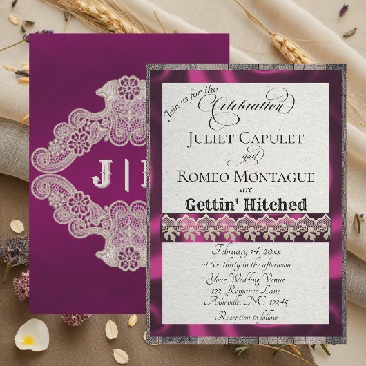 Carte Ruban & Dentelle Gettin 'Hitched - Plum