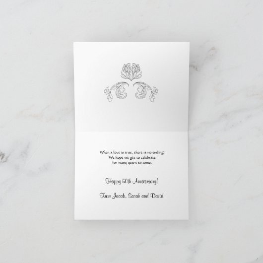 Carte Ruban en dentelle dorée 50ème Anniversaire d'or (Intérieur)