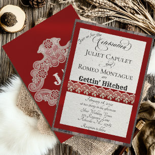 Carte Ruban et dentelle Gettin 'Hitched - Rouge