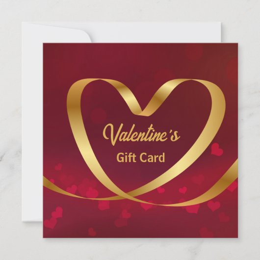 Carte Ruban Gold Heart Red Valentine's Day Gift Card (Devant)
