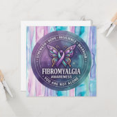 Carte Ruban papillon de sensibilisation à la fibromyalgi (Devant/Arrière en situation)