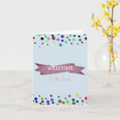 Carte Ruban rose avec À petits pois frontaliers blancs B (Fleur jaune)