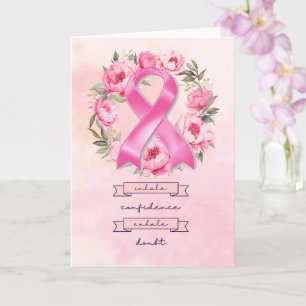 Carte Ruban rose Conscience du cancer du sein avec des f