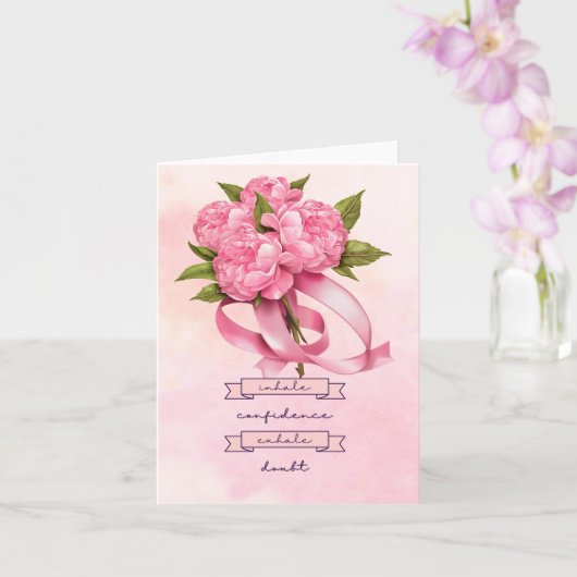 Carte Ruban rose Conscience du cancer du sein avec des f (Orchidée)