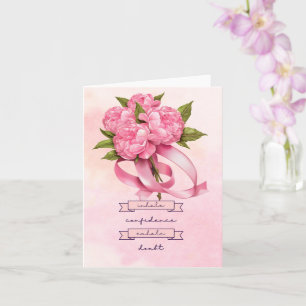 Carte Ruban rose Conscience du cancer du sein avec des f