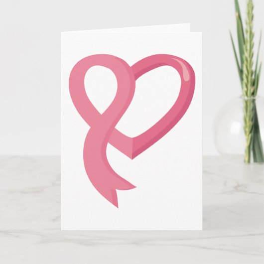 Carte Ruban rose de coeur de cancer du sein (Devant)