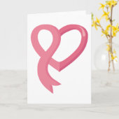 Carte Ruban rose de coeur de cancer du sein (Fleur jaune)