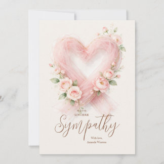 Carte Ruban rose doux en forme de cœur Sympathie AML26
