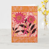Carte Ruban rose et fleurs : Pensez à vous (Fleur jaune)