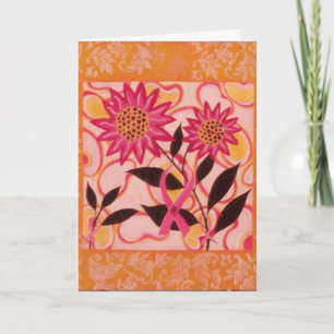 Carte Ruban rose et fleurs : Pensez à vous