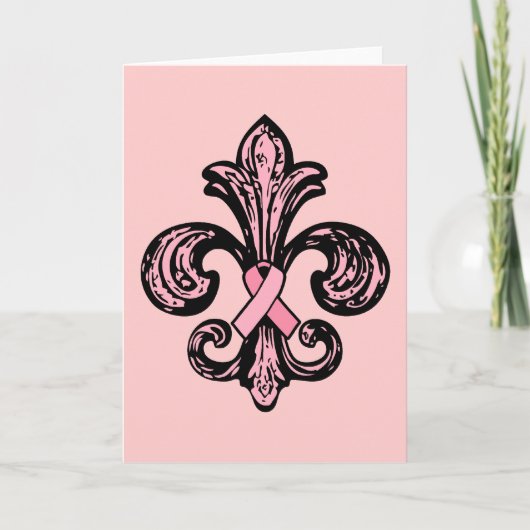 Carte Ruban rose Fleur de lis (Devant)