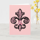 Carte Ruban rose Fleur de lis (Fleur jaune)