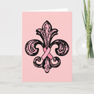 Carte Ruban rose Fleur de lis