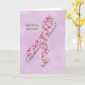 Carte Ruban rose pour ami (Fleur jaune)