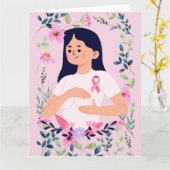 Carte Ruban rose pour la sensibilisation au cancer du se (Fleur jaune)