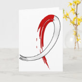 Carte Ruban rouge et blanc du cancer oral A4 (Fleur jaune)