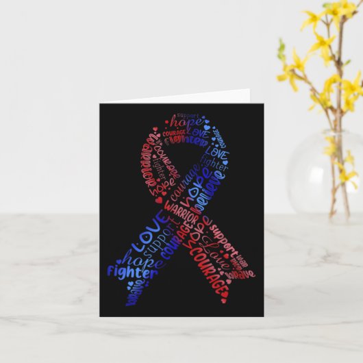 Carte Ruban Rouge Et Bleu Maladie Cardiaque Congénitale (Fleur jaune)