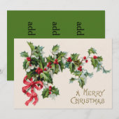 Carte Ruban rouge Holly Winterberry (Devant / Derrière)