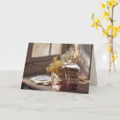 Carte Ruban Sur Les Anciennes Lettres Par Fenêtre (Fleur jaune)