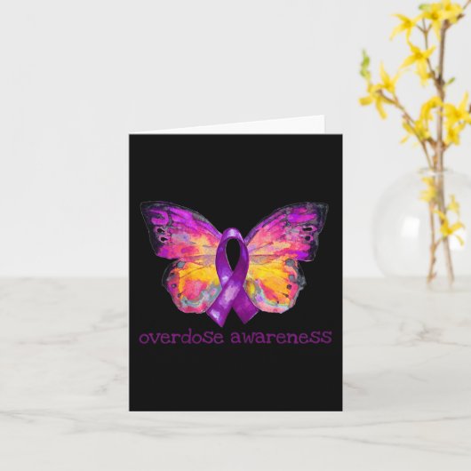 Carte Ruban Violet Papillon Conscience Surdosage Deuil L (Fleur jaune)